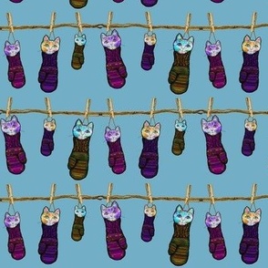 SMALL KITTENS IN MITTENS LAUNDRY sky blue