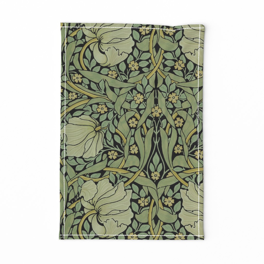 William Morris ~ Antiqued Pimpernel ~ Original on Black