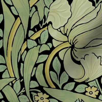 Colorful fabrics digitally printed by Spoonflower - William Morris ~ Antiqued Pimpernel ~ Original on Black