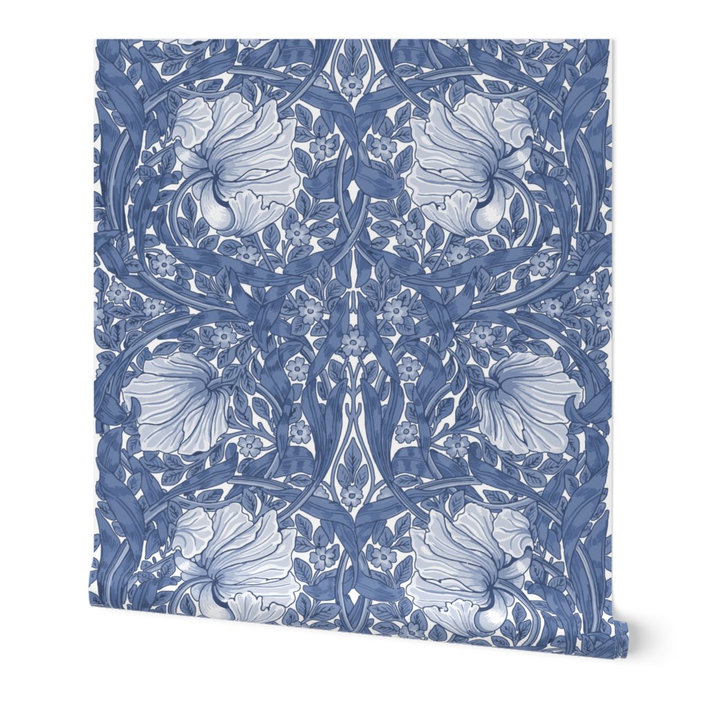 William Morris ~ Antiqued Pimpernel ~ Blue and White