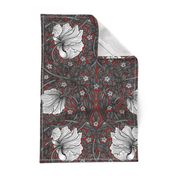 William Morris ~ Antiqued Pimpernel ~ Black and White on Turkey Red 