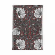 William Morris ~ Antiqued Pimpernel ~ Black and White on Turkey Red 