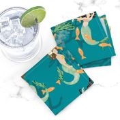 Playful Mermaids with Fish & Coral