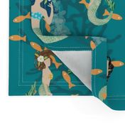 Playful Mermaids with Fish & Coral