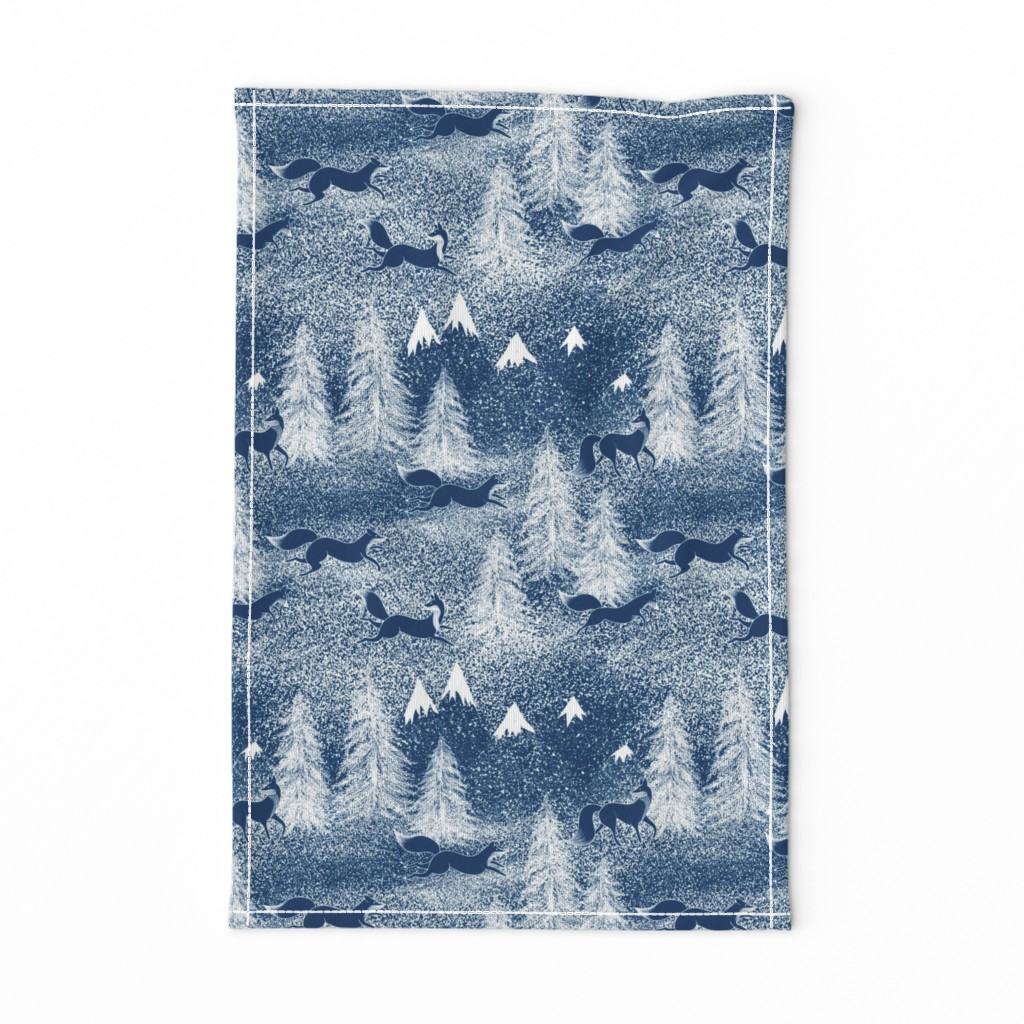 Winter foxes in the deep forest