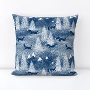 Winter foxes in the deep forest