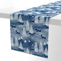 Winter foxes in the deep forest