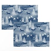 Winter foxes in the deep forest