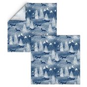 Winter foxes in the deep forest