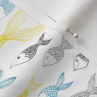 Doodle Fish - Blue and Yellow