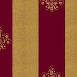 gold and ruby fleur de lis 2 inch wide dblspc offset