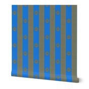 gold and bright blue fleur de lis 2 inch stripe