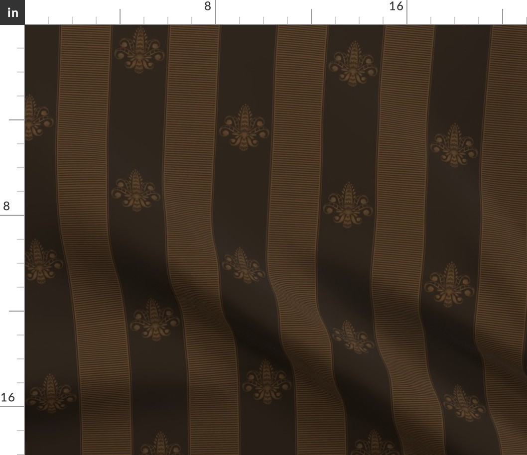 chocolate fleur de lis 2 inch stripe