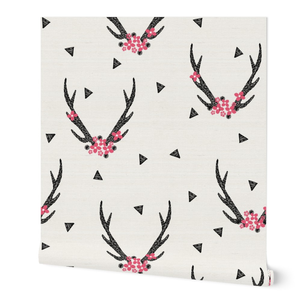 floral antlers // black and white baby girls pink flowers floral triangle flower antlers