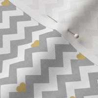 heart & chevron - grey/yellow canvas - mini