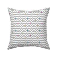 heart & chevron - grey/multi canvas - mini