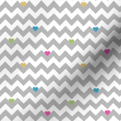 heart & chevron - grey/multi canvas - mini