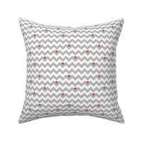 heart & chevron - grey/red canvas - mini