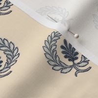 Regency Wreath Polka Dot ~ Navy on Alabaster 