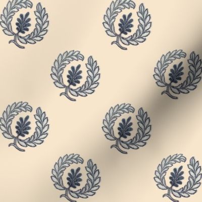 Regency Wreath Polka Dot ~ Navy on Alabaster 