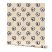 Regency Wreath Polka Dot ~ Navy on Alabaster 