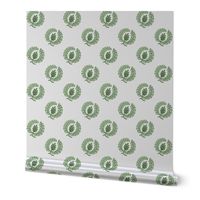 Regency Wreath Polka Dot ~ Cool Spruce on White 