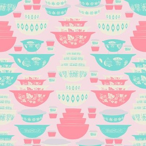 Pink and Turquoise Vintage Dishes