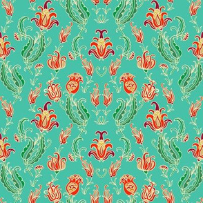 Pomegranate pattern on turquoise background