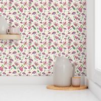 Floral pattern  with fantasy  decorative  flowers on white background