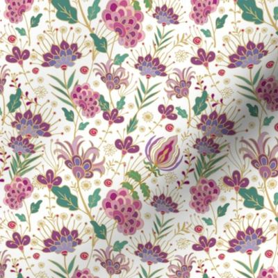 Floral pattern  with fantasy  decorative  flowers on white background
