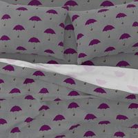 Umbrella and Raindrops- Purple