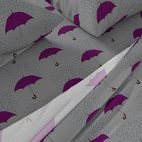 Umbrella and Raindrops- Purple