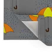 Umbrella and Raindrops- Yellow and Orange