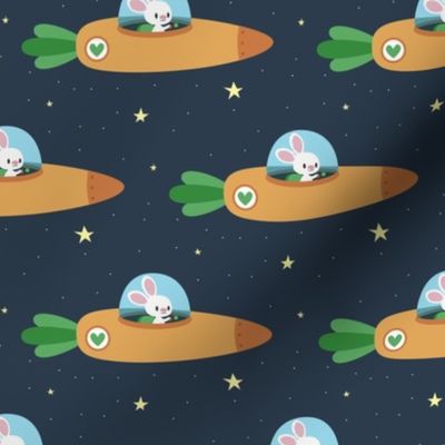 Space bunny and its carrot rocket