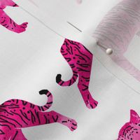 tigers // pink watercolor tigers cute animals watercolor girls pink white background fabric