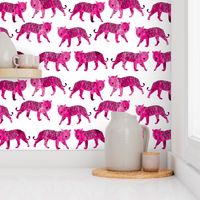 tigers // pink watercolor tigers cute animals watercolor girls pink white background fabric