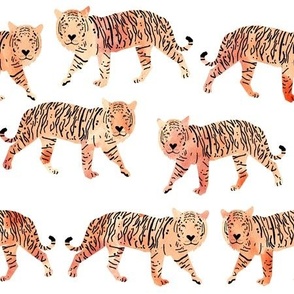 tigers // watercolor peach tigers animals watercolors painted animals