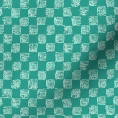 sketched checkerboard - white on teal