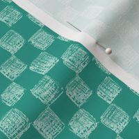 sketched checkerboard - white on teal