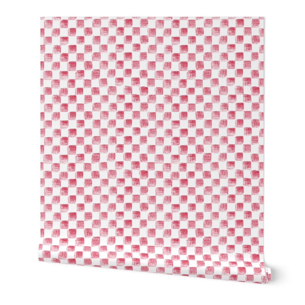 Christmascolors white and red sketched checkerboard