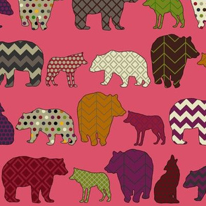 pink bear wolf geo party small