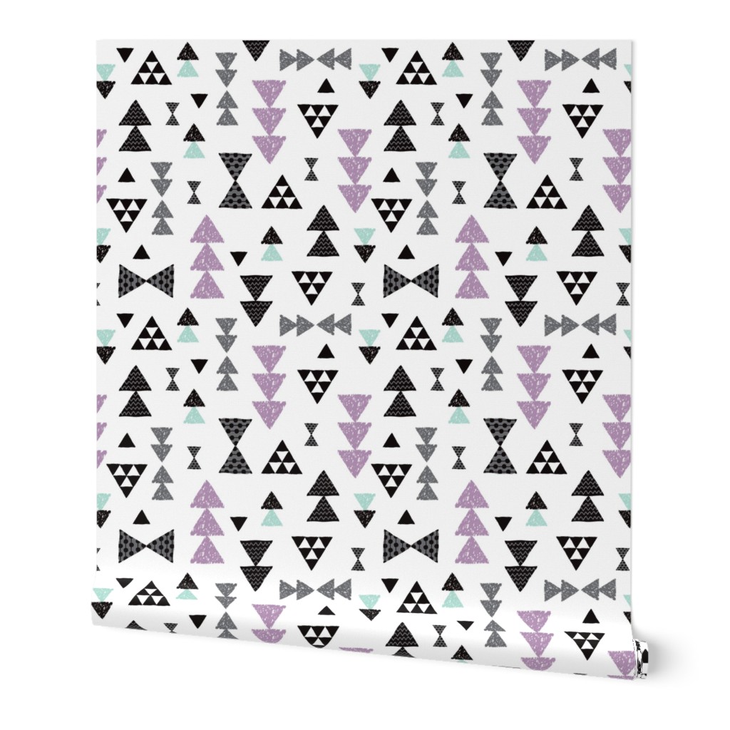 geometric tribal aztec triangle violet and blue modern patterns