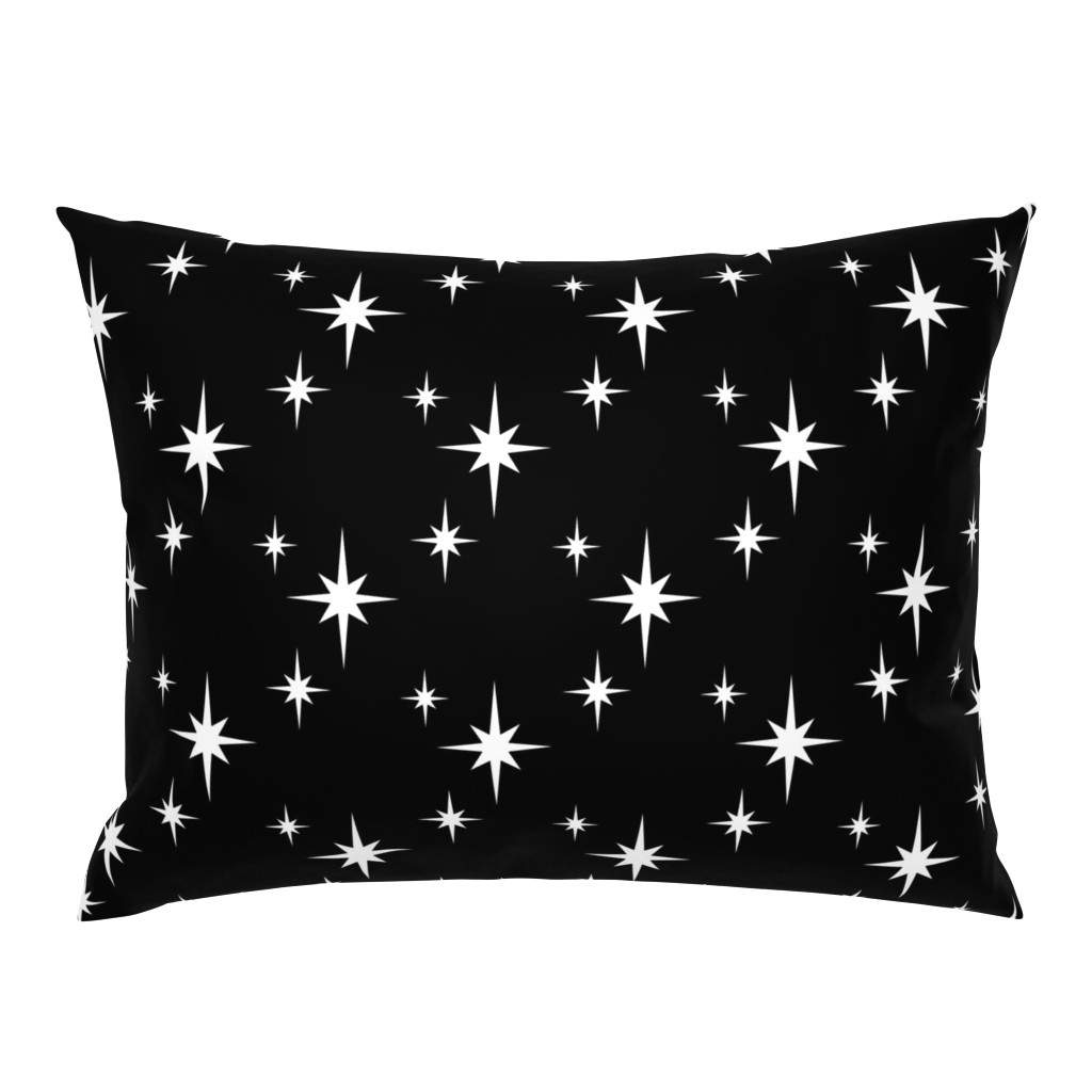 Mid Century Modern Starbursts White on Black