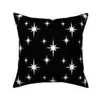 Mid Century Modern Starbursts White on Black