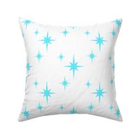 Mid Century Starbursts Turquoise Blue on White