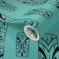 Mid Century Modern Tikis on Teal