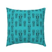 Mid Century Modern Tikis on Dark Turquoise