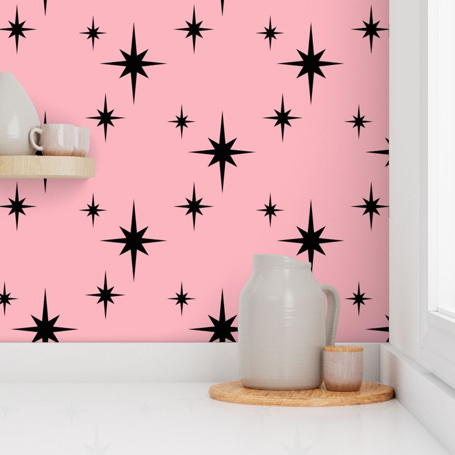 Mid Century Starbursts Pink, Medium  Scale