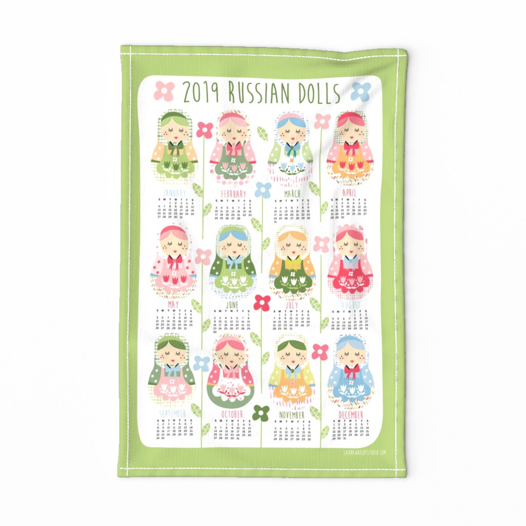 2019 tea towel calendar - Russian dolls