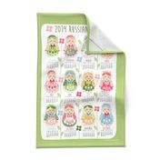 2019 tea towel calendar - Russian dolls